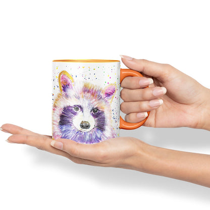 Racoon animals Watercolour Ceramic Coloured Mug Cup for Tea Coffee Hot brew 330ml 11Oz Gift