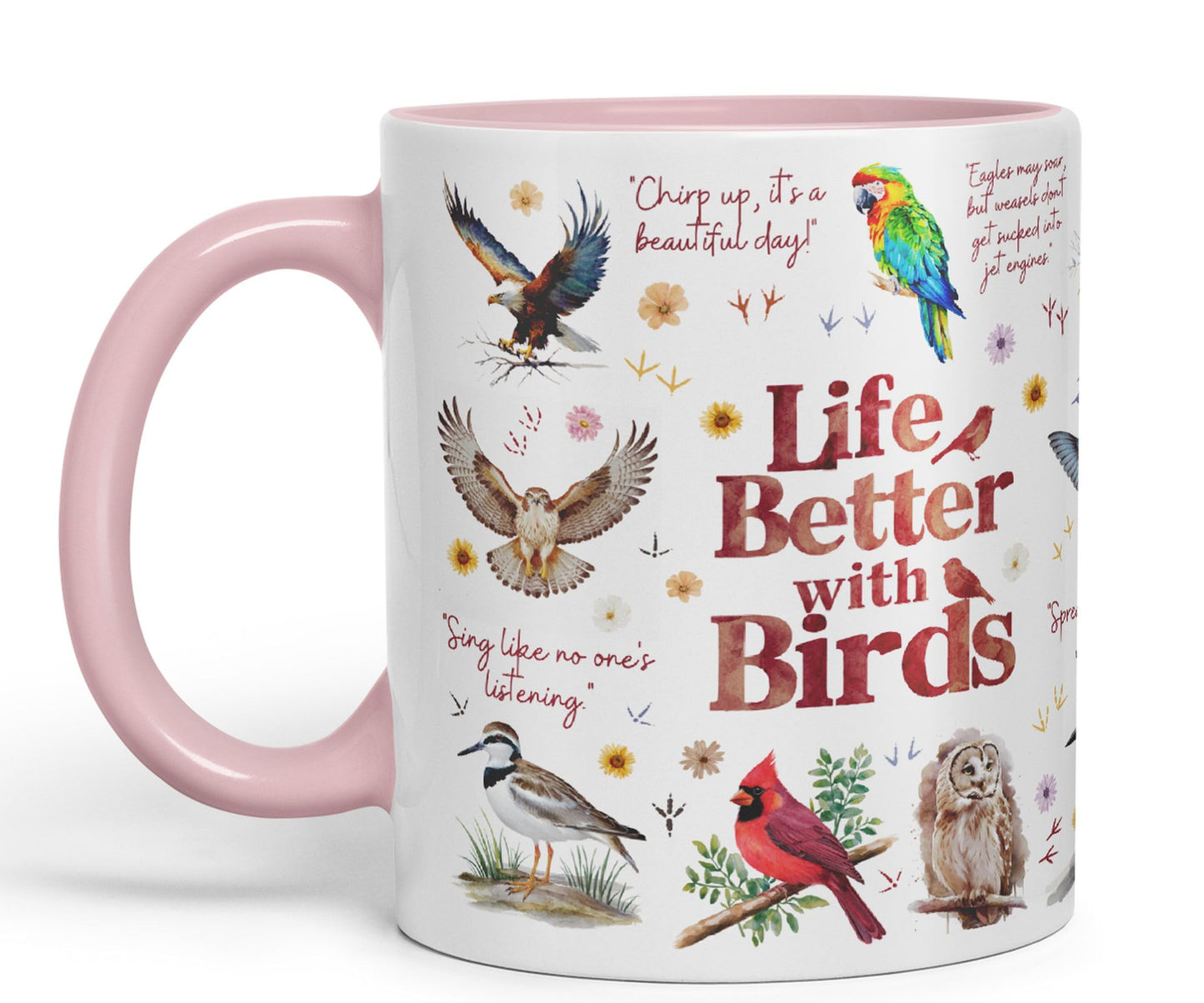 Life Better with Birds Joke sarkasm Sarcastic Ceramic Coloured Mug Cup for Tea Coffee Hot Brew 330ml 11Oz Gift