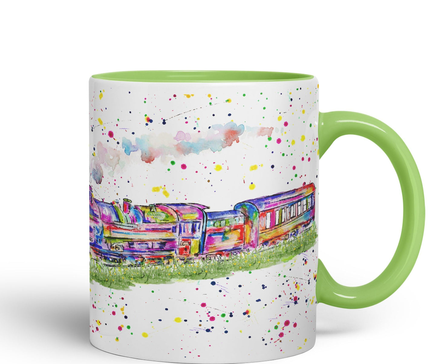 Vixar Steam Train Watercolour Art Coloured 330 ml Mug Cup Gift Birthday Work Office Tea Coffee