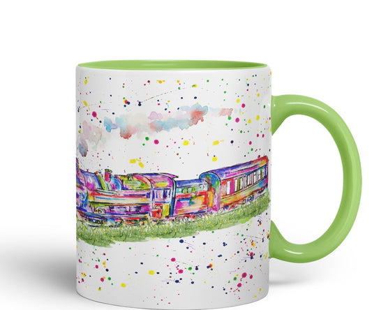 Vixar Steam Train Watercolour Art Coloured 330 ml Mug Cup Gift Birthday Work Office Tea Coffee