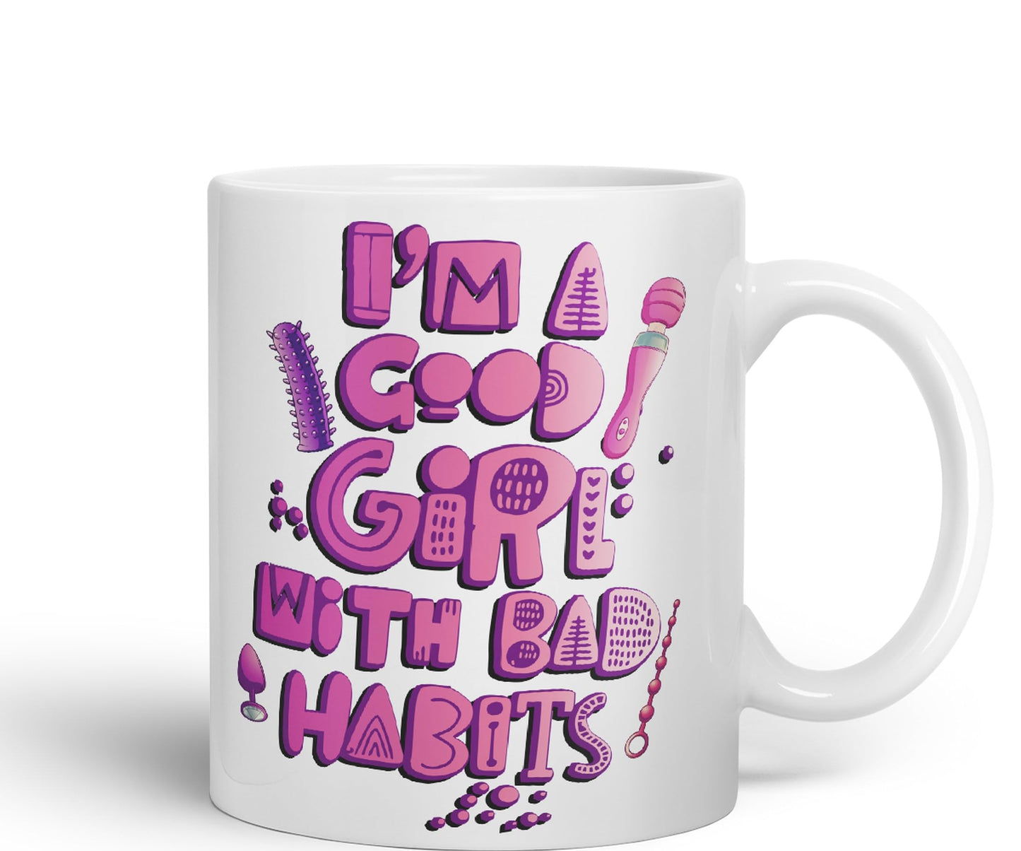 Vixar I'm Good Girl with Bad Habits Woman Toys Ceramic Coloured Mug Cup Gift Tea Coffee Christmas Office Home Sarcastic Joke