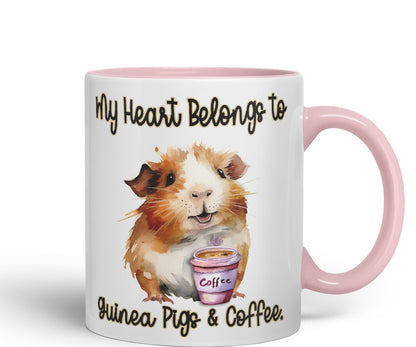 My Heart Belongs to Guine Pig & Coffee, Joke sarkasm Sarcastic Ceramic Coloured Mug Cup for Tea Coffee Hot Brew 330ml 11Oz Gift