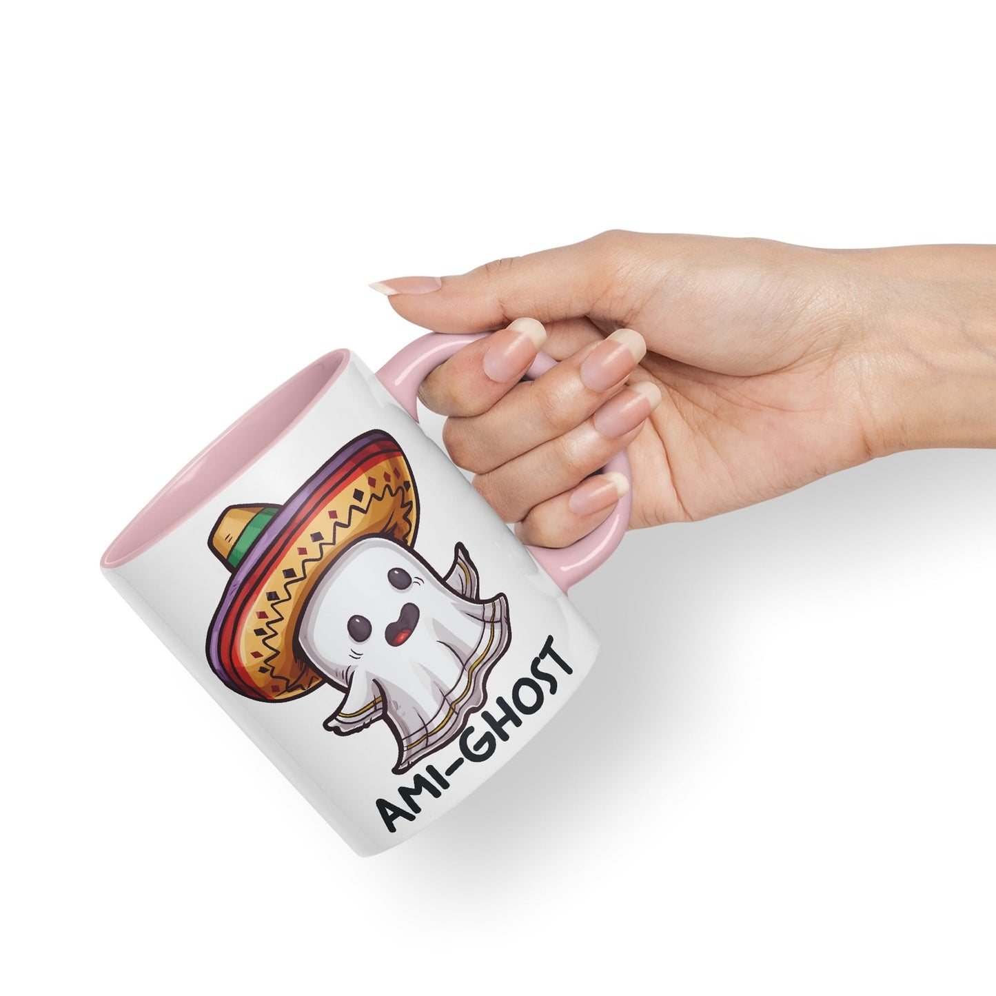 Ami-Ghost, Mexican hat Ghost Joke sarkasm Sarcastic Ceramic Coloured Mug Cup for Tea Coffee Hot Brew 330ml 11Oz Gift