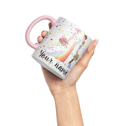 Vixar Personalised with Your Text Wedding Mrs and Mrs Pride Lesbian Art Coloured Ceramic Mug Cup Gift 330ml 11oz Custom Work Office Tea Coffee