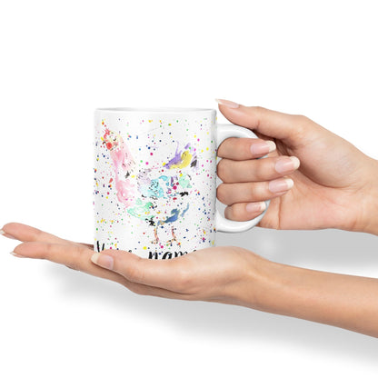 Vixar Personalised with Your Text Chicken Hen Farm Watercolour Art Coloured Ceramic Mug Cup Gift 330ml 11oz Custom Work Office Tea Coffee