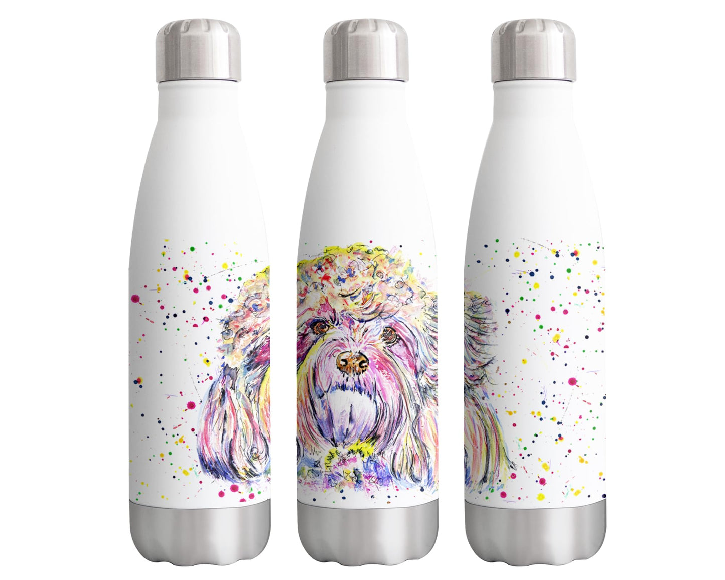 Vixar Cavapoo dog Pet Animals Watercolour Bottle double Wall insulated Stainless steel sport Drinks 500ml