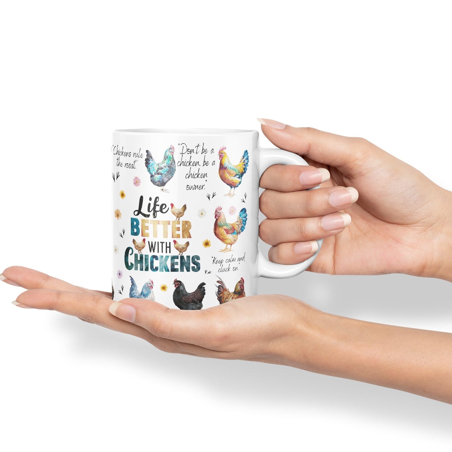 Life Better with Chickens Joke sarkasm Sarcastic Ceramic Coloured Mug Cup for Tea Coffee Hot Brew 330ml 11Oz Gift