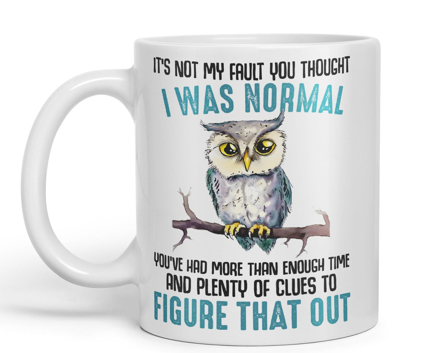 It's Not My Fault YouThought I was Normal, Owl Sarcastic Joke Ceramic Coloured Mug Cup for Tea Coffee Hot Brew 330ml 11Oz