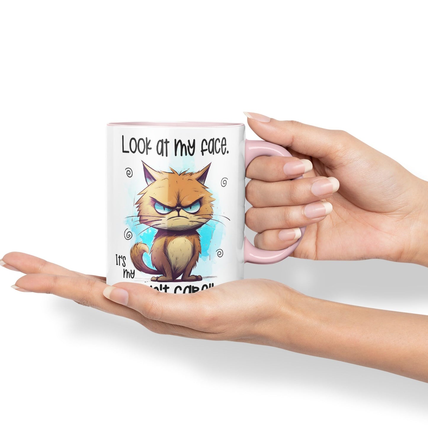 Look at My face, It's My ''I Don't Care'' face, cat Joke sarkasm Sarcastic Ceramic Coloured Mug Cup for Tea Coffee Hot Brew 330ml 11Oz Gift