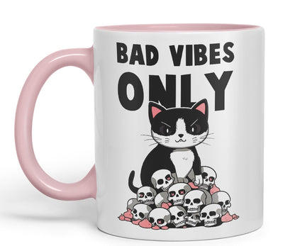 Bad Vibes Cats Sarcastic Joke Ceramic Coloured Mug Cup for Tea Coffee Hot Brew 330ml 11oz