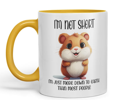 I'm Not Short, I'm just More Down to Earth Than Most People Hamster Joke sarkasm Sarcastic Ceramic Coloured Mug Cup for Tea Coffee Hot Brew 330ml 11Oz Gift