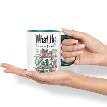 What The fucculent, Succulent Plant Joke Sarcastic Ceramic Coloured Mug Cup for Tea Coffee Hot Brew 330ml 11Oz Gift