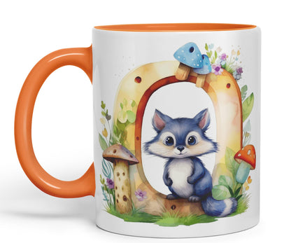 Letter O mug, Animals Alphabet Letter O Monogram animal for kids Ceramic Coloured Mug Cup for Tea Coffee Hot brew 330ml 11Oz Gift
