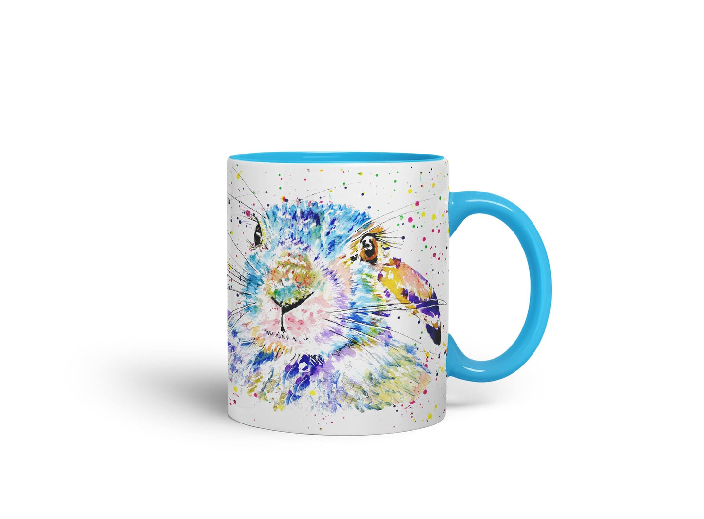 Vixar Bunny Rabbit Hare Animals Watercolour Art Coloured Mug Cup Gift Birthday Work Office Tea Coffee