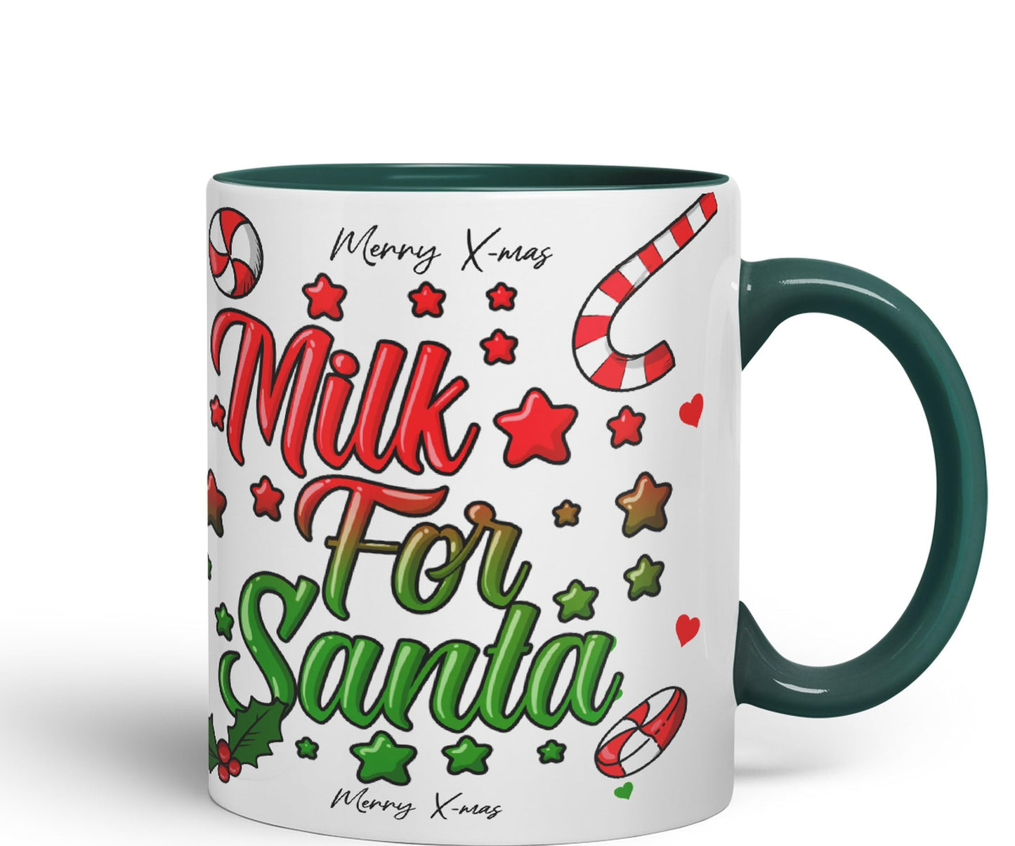 Vixar Milk for Santa Christmas Xmas Designs Tree Presents Coloured Ceramic Mug Cup Gift 330ml 11oz Work Office Tea Coffee Gift (CH3)