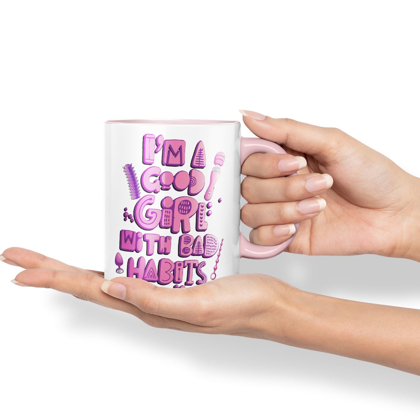 Vixar I'm Good Girl with Bad Habits Woman Toys Ceramic Coloured Mug Cup Gift Tea Coffee Christmas Office Home Sarcastic Joke