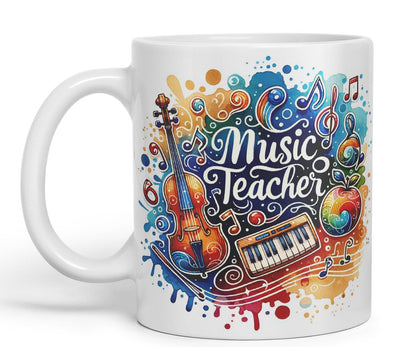 Vixar Music Teacher Mug Thank You, End of School Gift Ceramic Coloured Mug Cup for Tea Coffee Hot Brew 330ml 11Oz Gift
