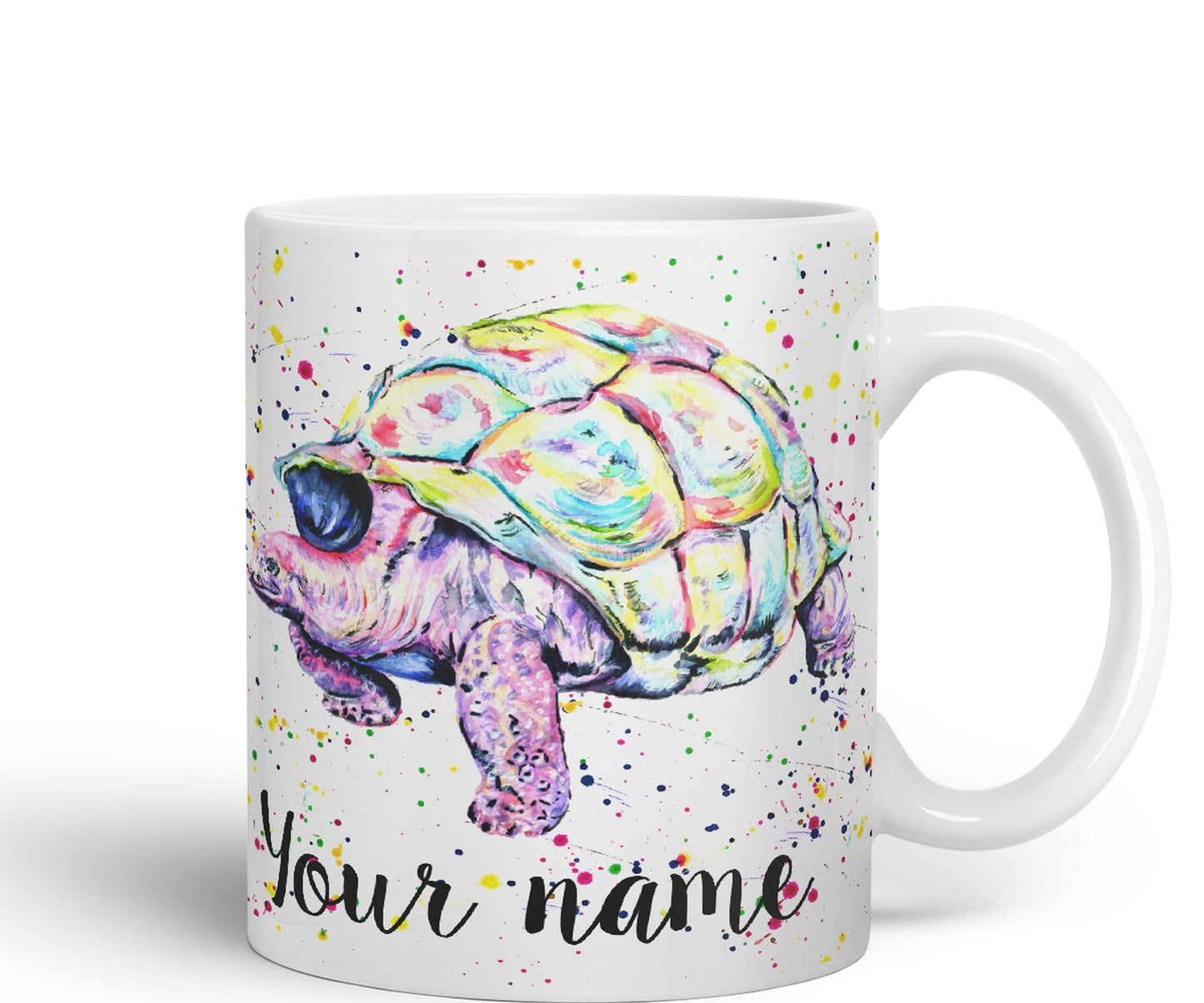 Personalised mug with Your Text name Tortoise Sea animals Watercolour Art Coloured Ceramic Mug Cup Gift 330ml 11oz Custom Work Office Tea Coffee