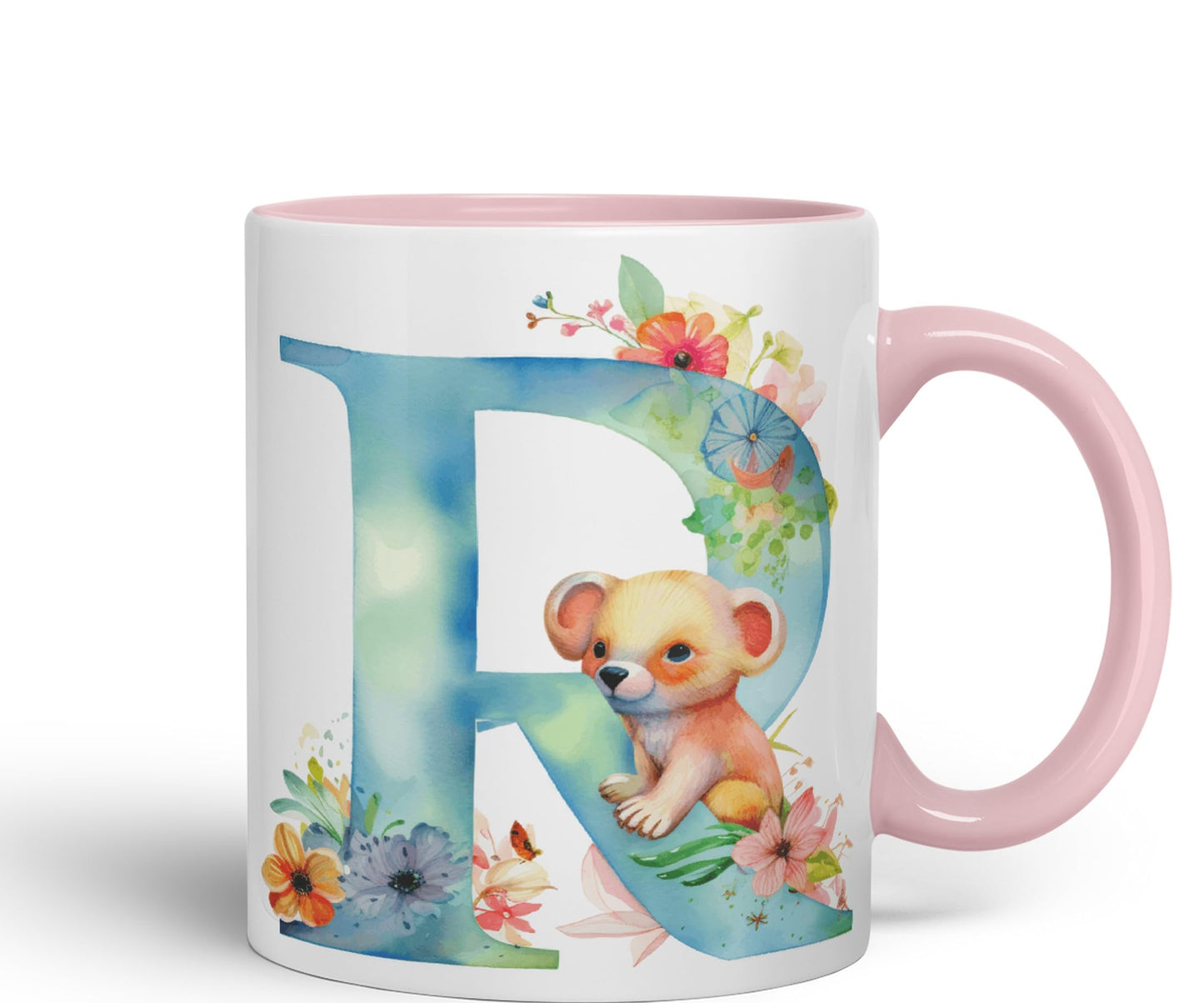 Letter R mug, Animals Alphabet Letter R Monogram animal for kids Ceramic Coloured Mug Cup for Tea Coffee Hot brew 330ml 11Oz Gift