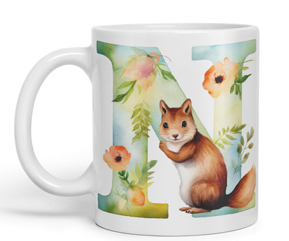Letter N mug, Animals Alphabet Letter N Monogram animal for kids Ceramic Coloured Mug Cup for Tea Coffee Hot brew 330ml 11Oz Gift