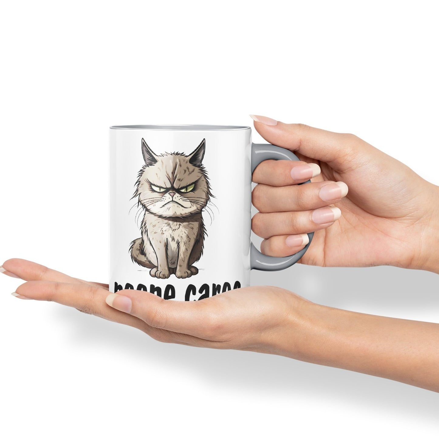 Nooone Cares Cat Kitten Joke sarkasm Sarcastic Ceramic Coloured Mug Cup for Tea Coffee Hot Brew 330ml 11Oz Gift