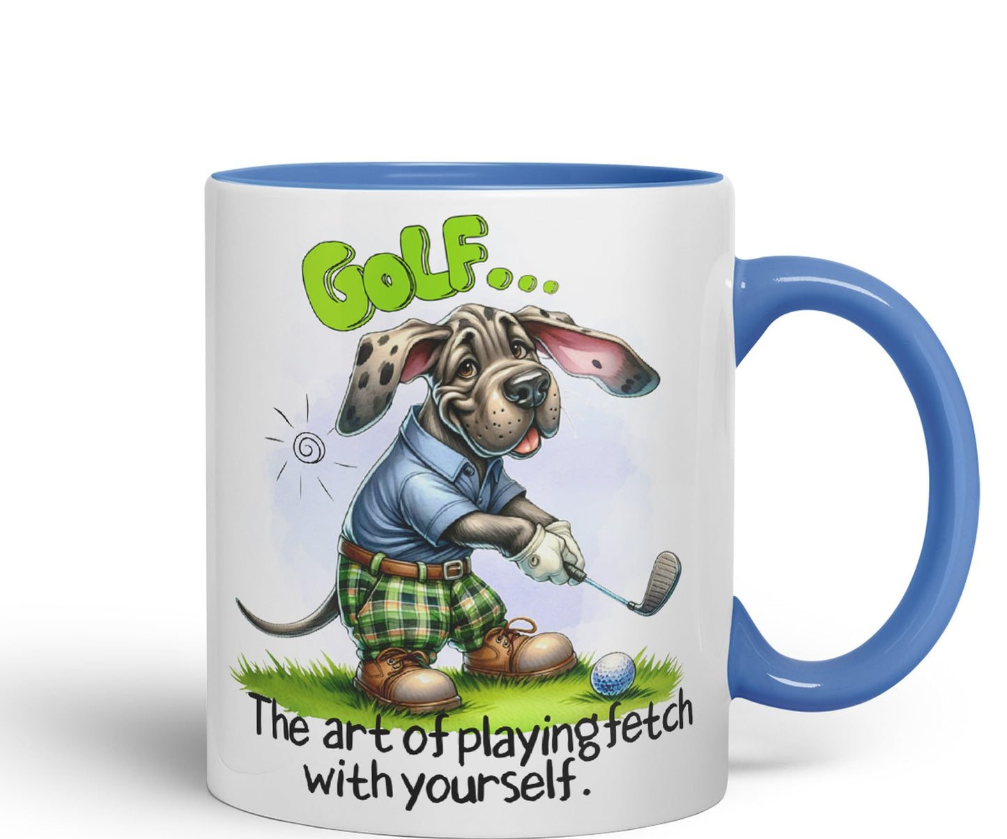 Golf … The Art of playingfetch with Your self, Dog Joke sarkasm Ceramic Coloured Mug Cup for Tea Coffee Hot Brew 330ml 11Oz Gift