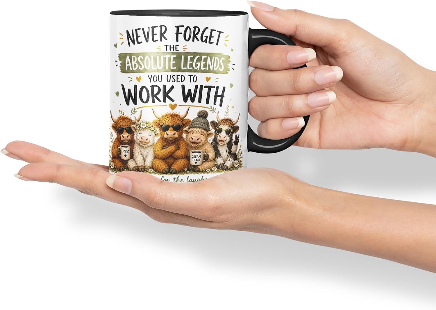 Vixar Never Forget the Absolute Legends You Used to Work with Highland Cow Mug – Highland Cow Coworker Leaving Gift, 11oz (Black)