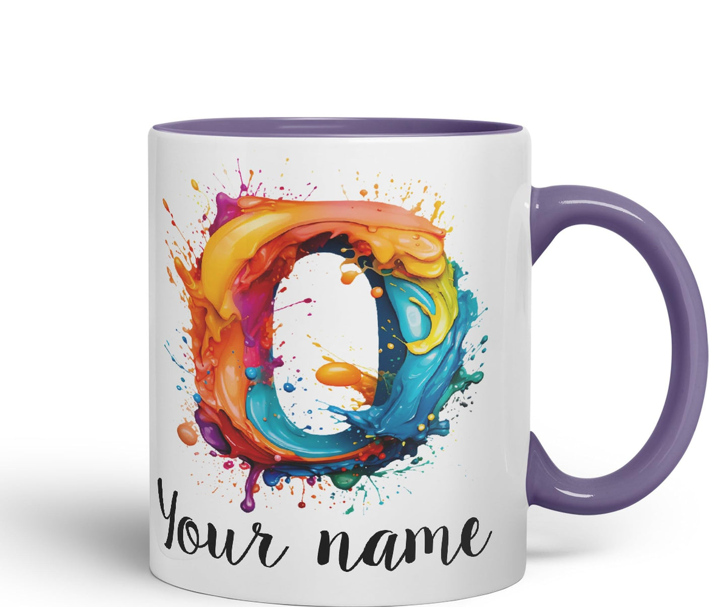 Personalised Letter O mug, Alphabet cusomized custom Letter O Monogram watercolour Ceramic Coloured Mug Cup for Tea Coffee Hot brew 330ml 11Oz Gift