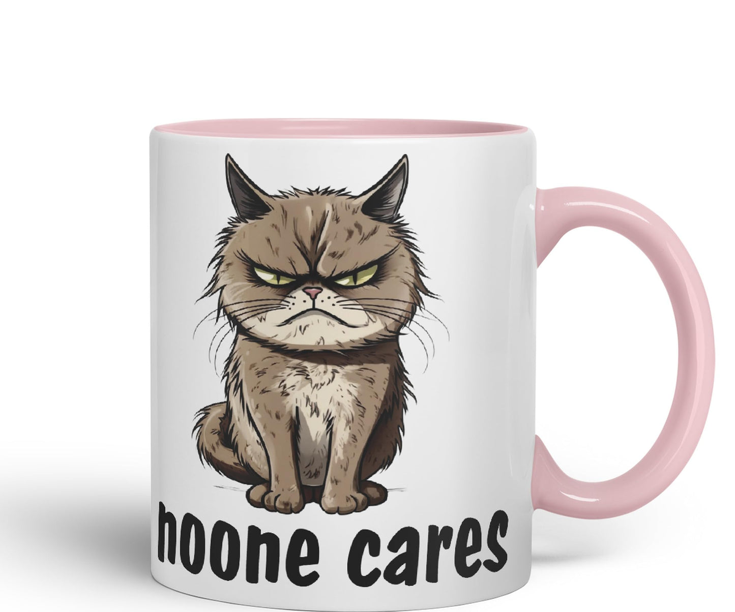 Nooone Cares Cat Kitten Joke sarkasm Sarcastic Ceramic Coloured Mug Cup for Tea Coffee Hot Brew 330ml 11Oz Gift