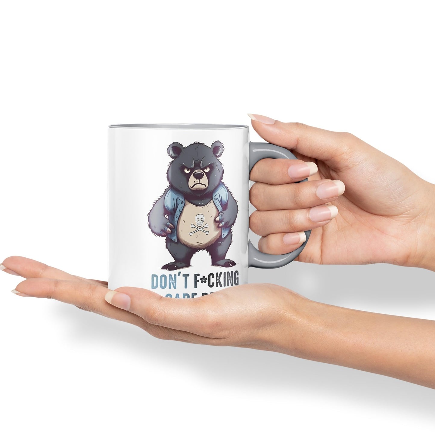Vixar Don't F**g Care Bear Sarcastic Joke Ceramic Coloured Mug Cup for Tea Coffee Hot Brew 330ml 11Oz