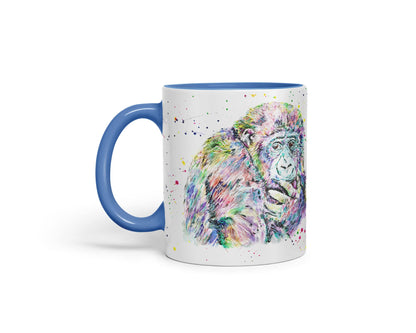 Vixar Gorilla Ape Monkey Animals Watercolour Art Coloured Mug Cup Gift Birthday Work Office Tea Coffee