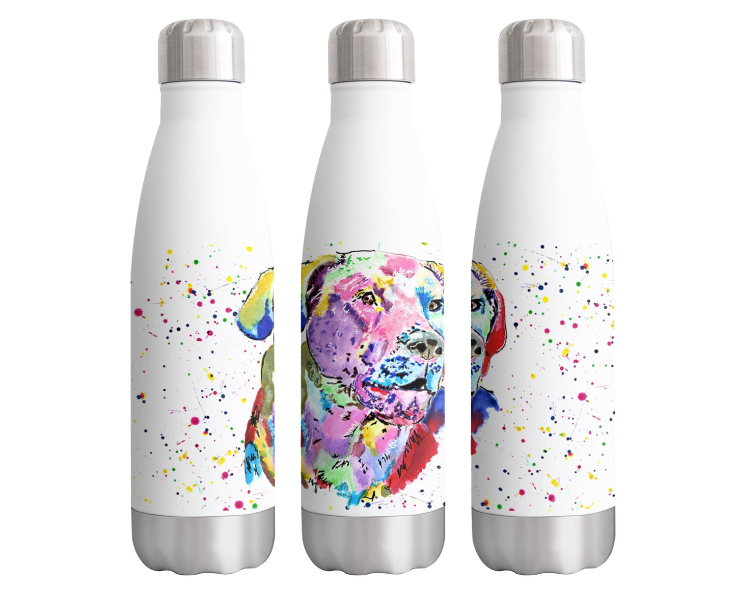 Vixar Labrador retriever dog Pet Animals Watercolour Bottle double Wall insulated Stainless steel sport Drinks 500ml