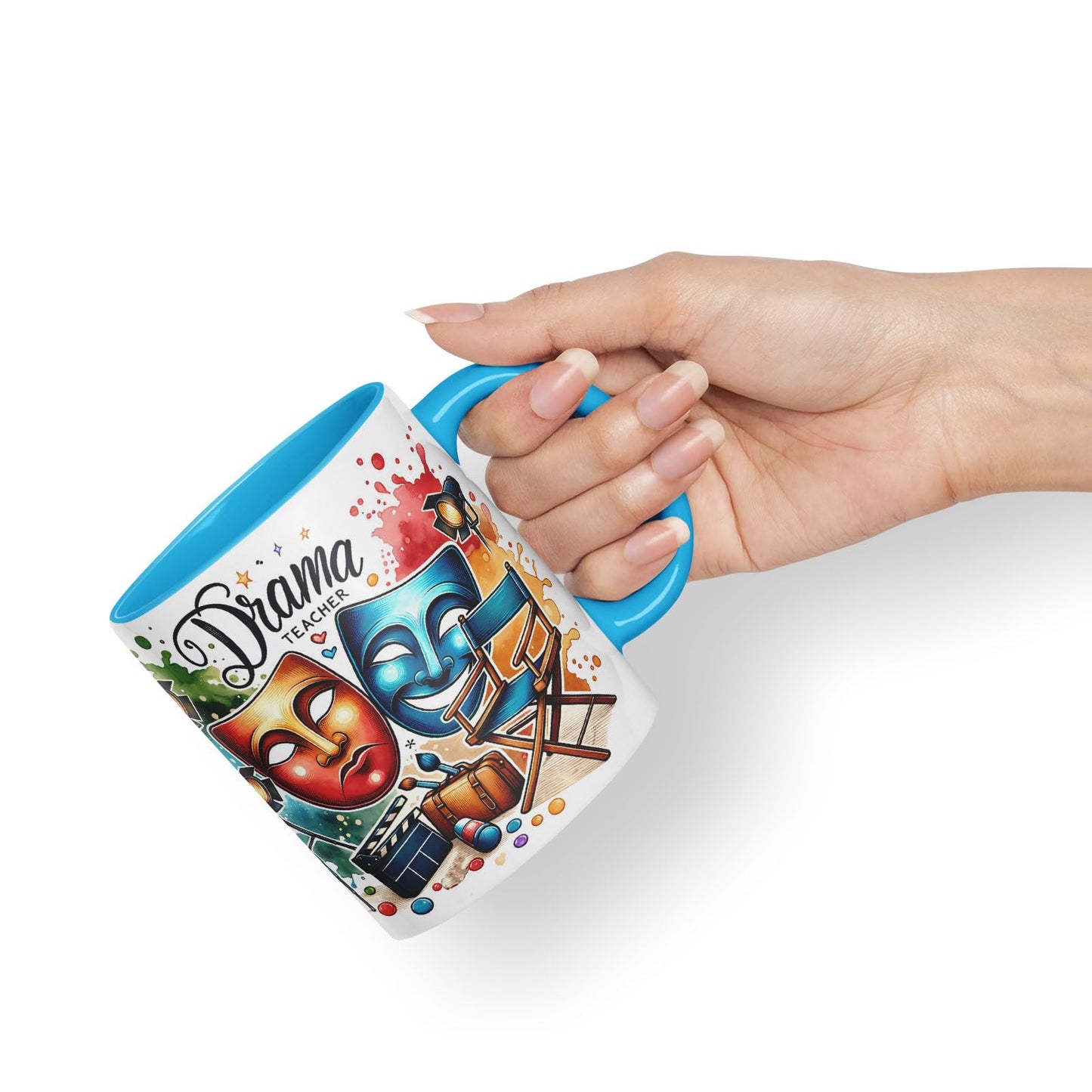Vixar Drama Teacher Mug Thank You, End of School Gift Ceramic Coloured Mug Cup for Tea Coffee Hot Brew 330ml 11Oz Gift