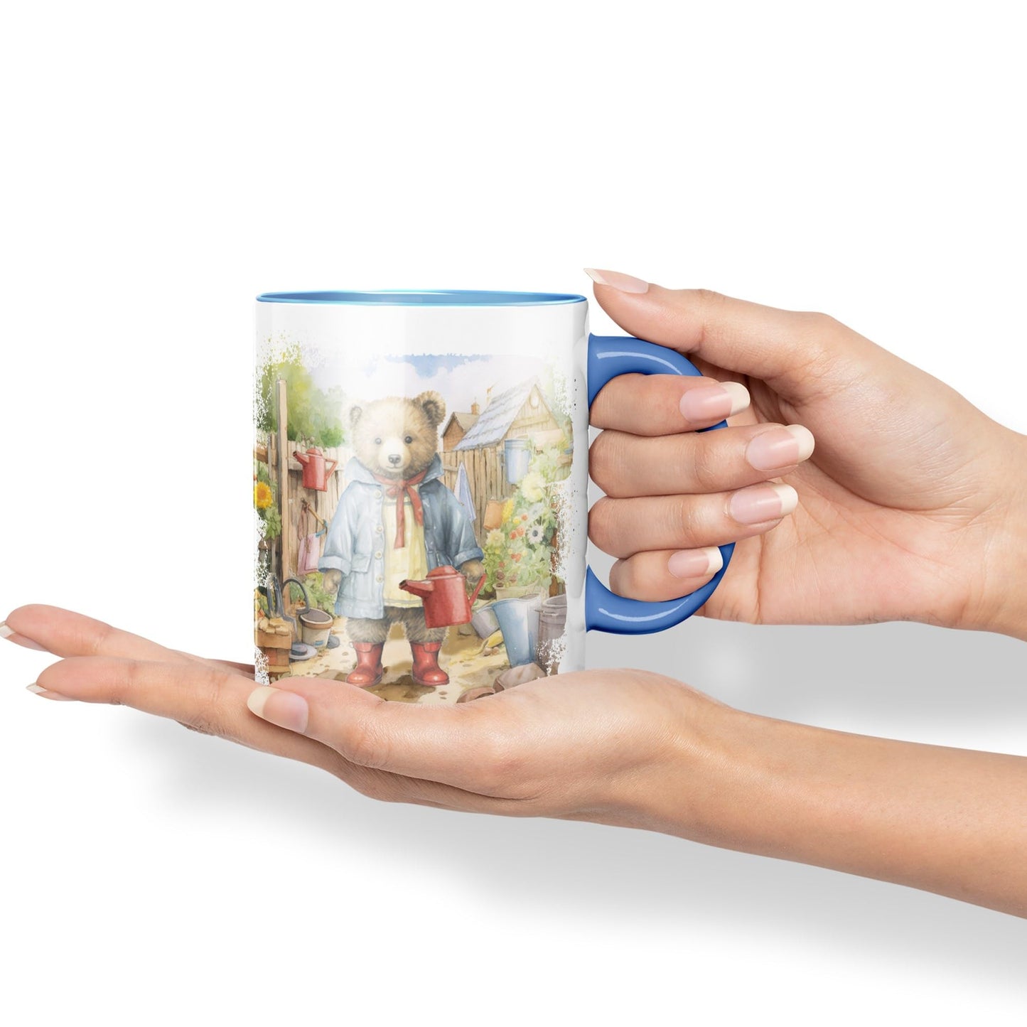 Vixar Teddy Bear Gardener Women Garden Ceramic Mug Coloured Mug Cup Gift Birthday Work Office Tea Coffee