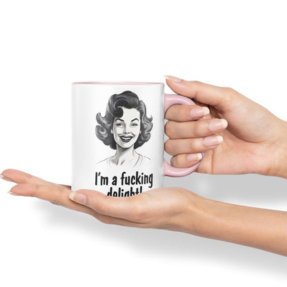 I'm a f.. Delight! Sarcastic Joke Ceramic Coloured Mug Cup for Tea Coffee Hot Brew 330ml 11Oz