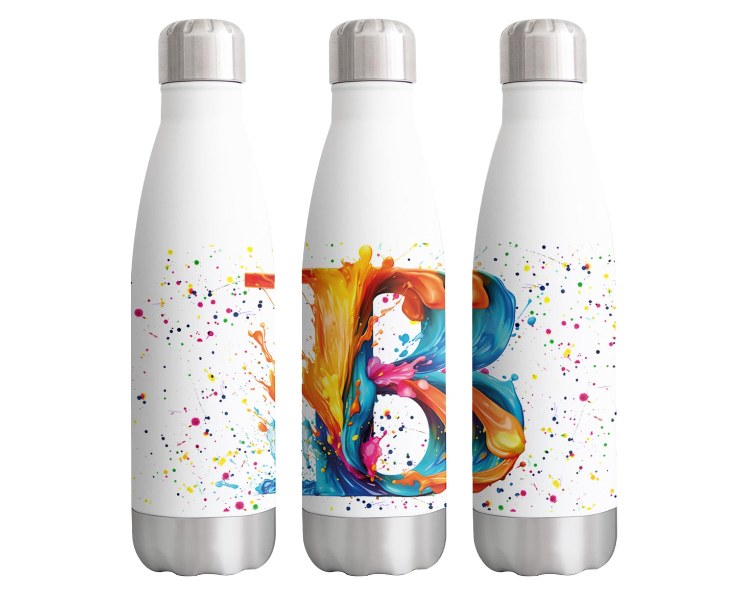 Letters Alphabet A-Z Monogram Watercolour Bottle double Wall insulated Stainless steel sport Drinks 500ml