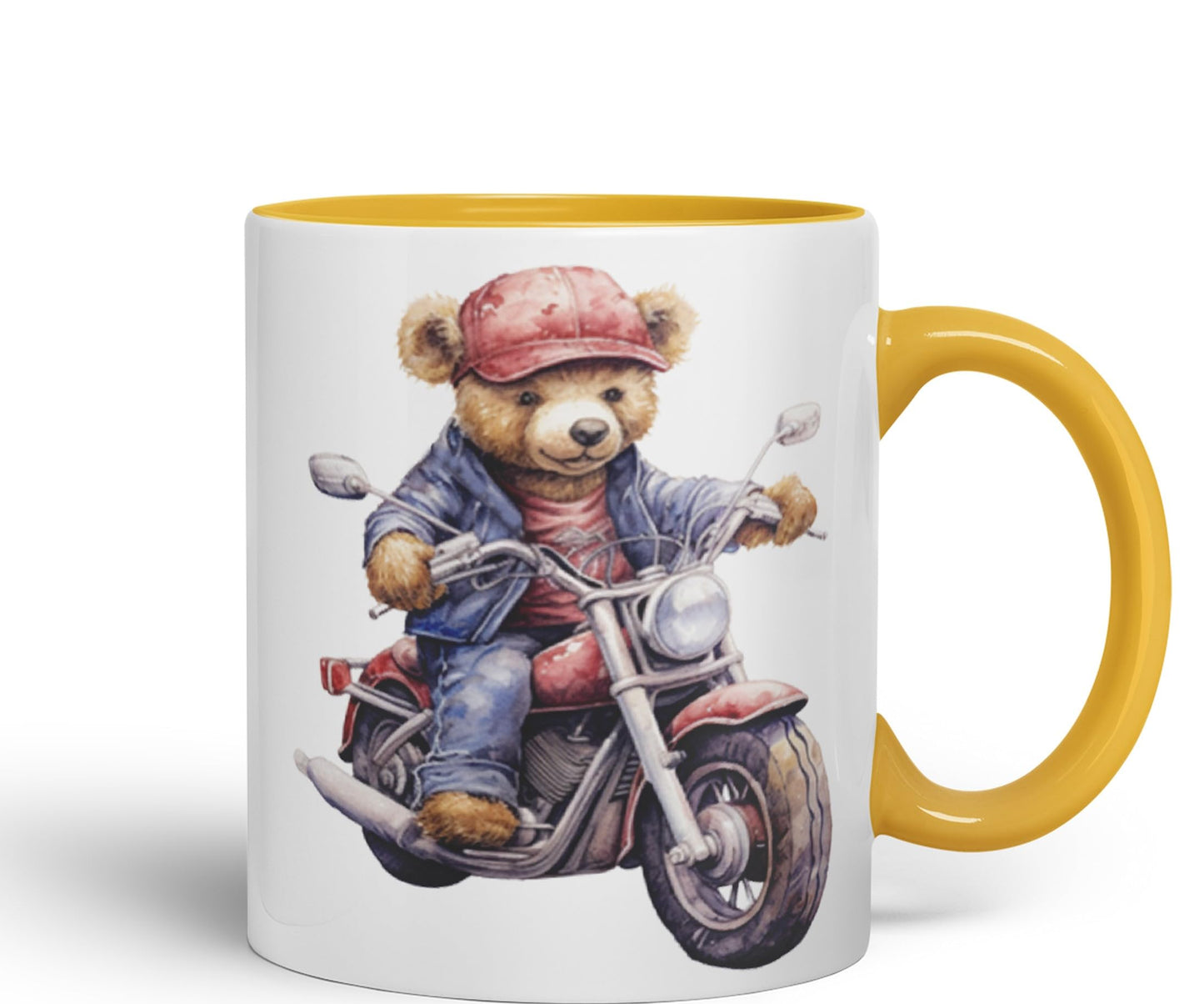 Vixar Teddy Bear Biker Motorbike Ceramic Mug Coloured Mug Cup Gift Birthday Work Office Tea Coffee