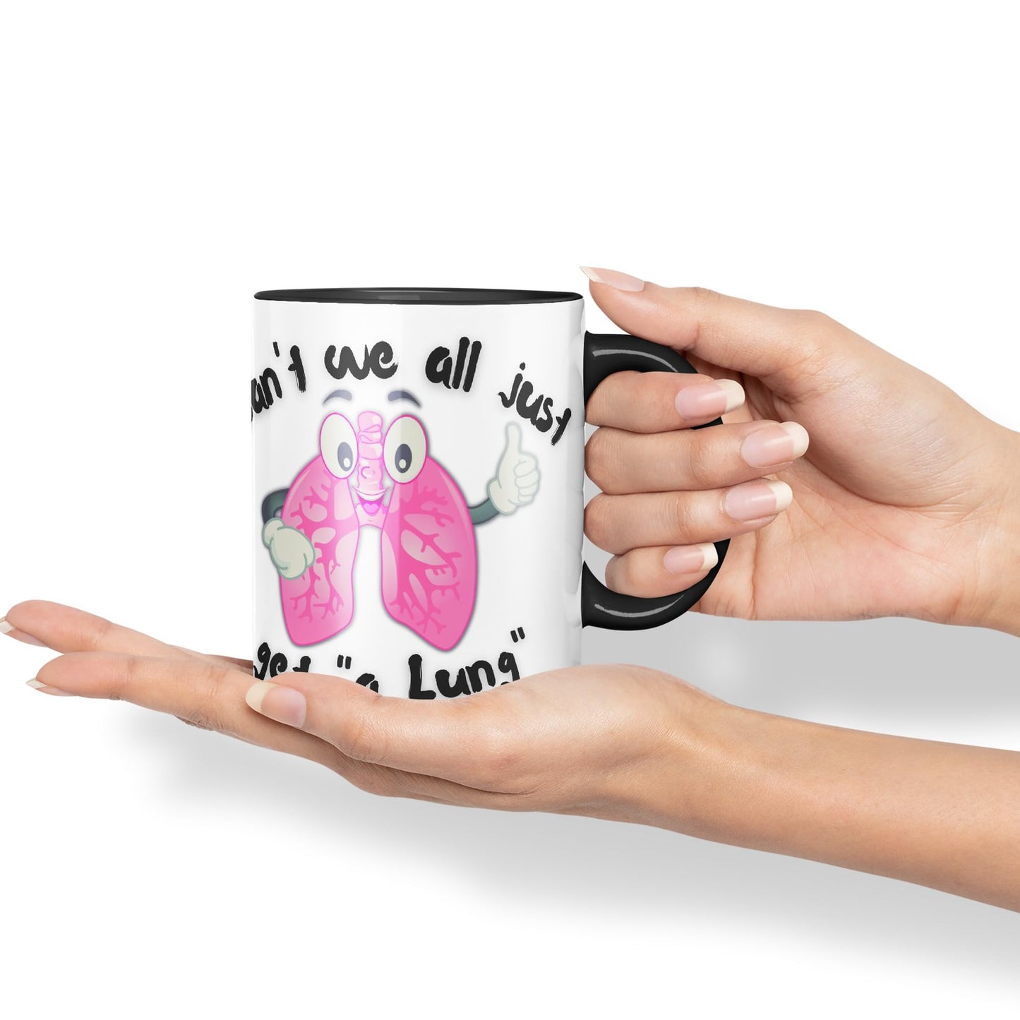 Vixar Anatomy Pun Humor Can't we All just get a Lung Coloured Ceramic 330 ml Mug Cup Gift Birthday Work Office Tea Coffee