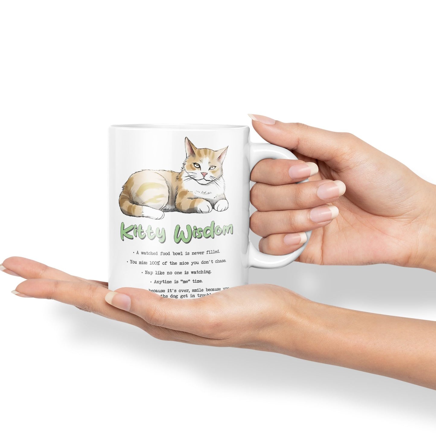 Kitty Wisdom a Watched Food… Live eat Sleep Repeat, cat Sarcastic Joke Ceramic Coloured Mug Cup for Tea Coffee Hot Brew 330ml 11Oz