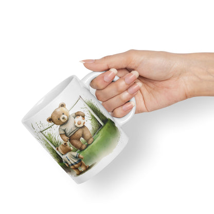 Vixar Teddy Bear Football Father and Son Ceramic Mug Coloured Mug Cup Gift Birthday Work Office Tea Coffee