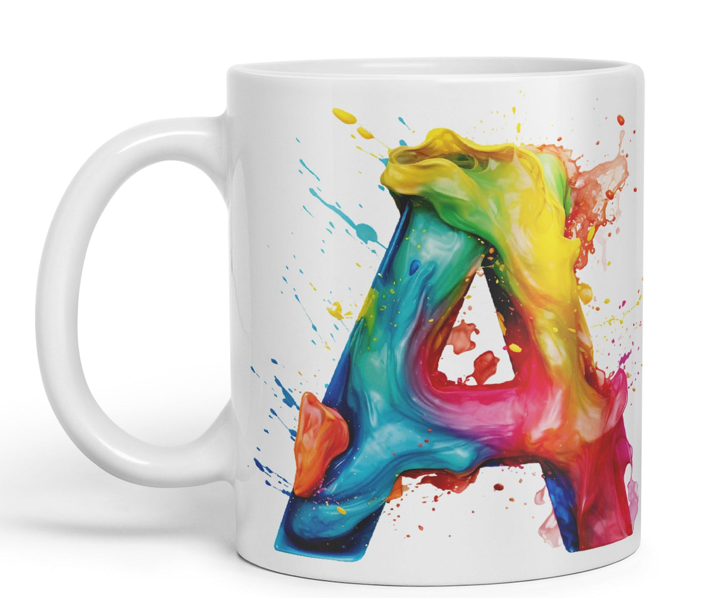 Letter A mug, Alphabet Letter A Monogram watercolour Ceramic Coloured Mug Cup for Tea Coffee Hot brew 330ml 11Oz Gift
