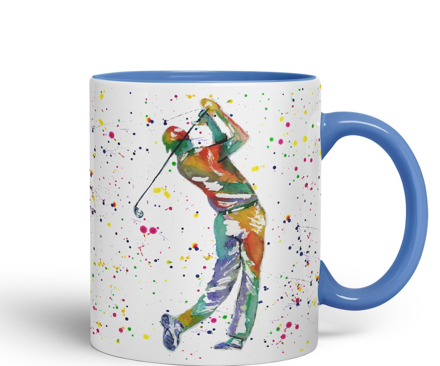 Golfer Golf Sport Watercolour hobby Ceramic Coloured Mug Cup for Tea Coffee Hot brew 330ml 11Oz Gift