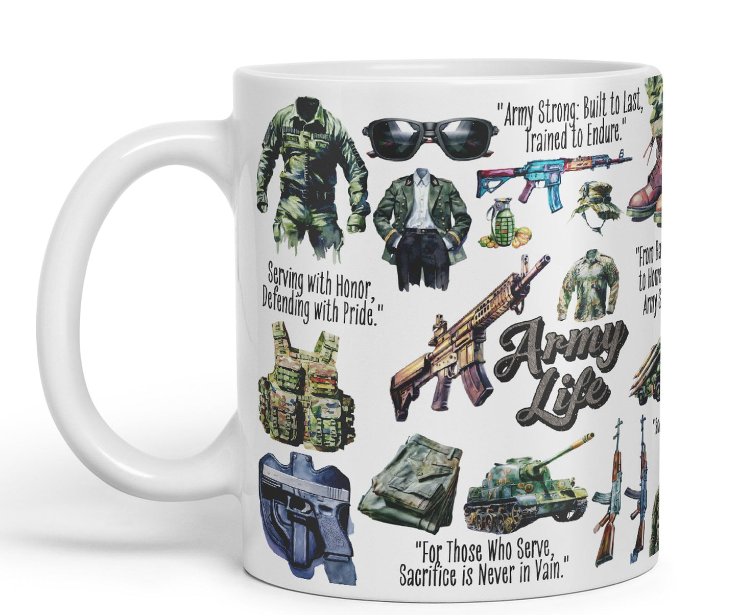 Army Life Serving with Honor, Pride Joke sarkasm Sarcastic Ceramic Coloured Mug Cup for Tea Coffee Hot Brew 330ml 11Oz Gift