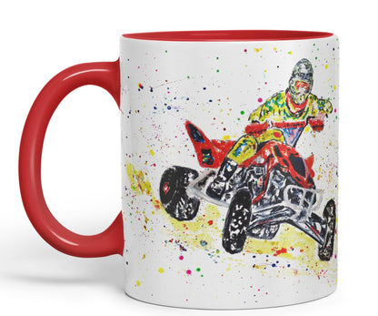 Vixar Motor Quad Bike Motocross Watercolour Art Coloured creamic 330 ml Mug Cup Gift Birthday Work Office Tea Coffee