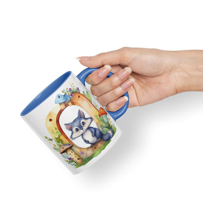 Letter O mug, Animals Alphabet Letter O Monogram animal for kids Ceramic Coloured Mug Cup for Tea Coffee Hot brew 330ml 11Oz Gift