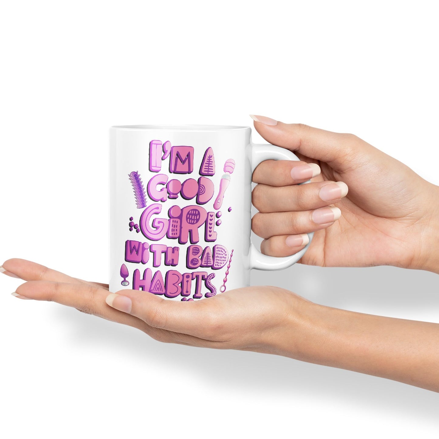 Vixar I'm Good Girl with Bad Habits Woman Toys Ceramic Coloured Mug Cup Gift Tea Coffee Christmas Office Home Sarcastic Joke