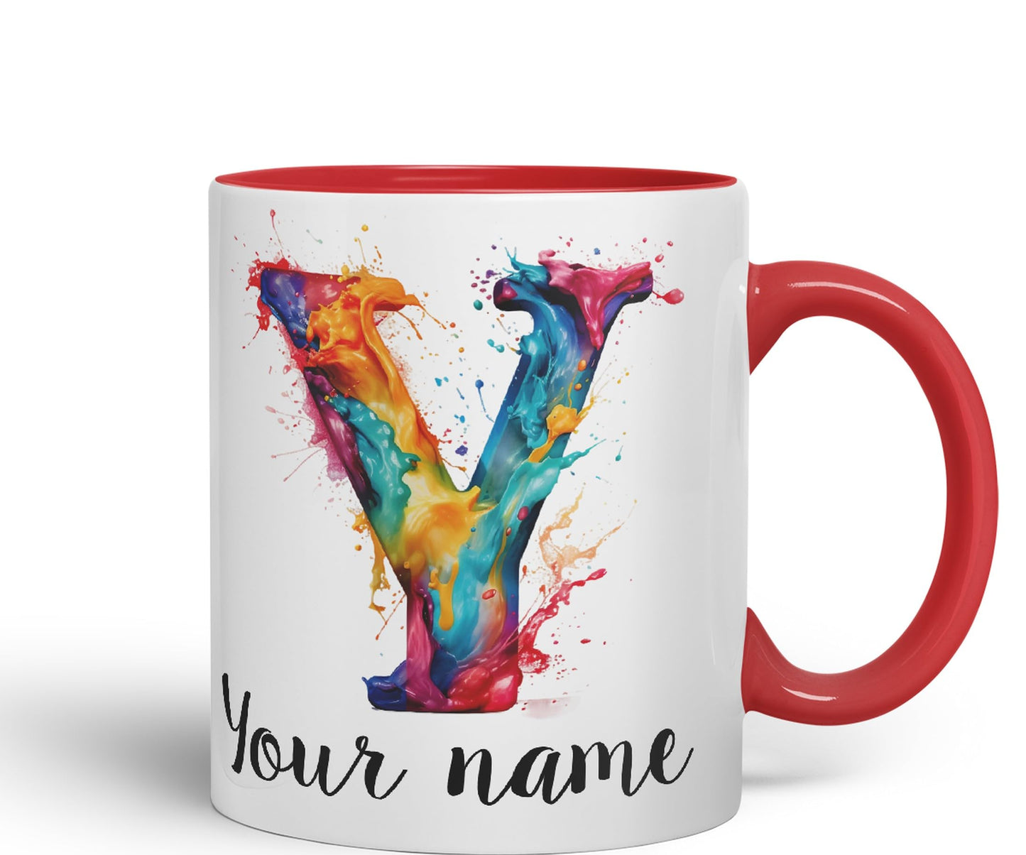 Personalised Letter Y mug, Alphabet cusomized custom Letter Y Monogram watercolour Ceramic Coloured Mug Cup for Tea Coffee Hot brew 330ml 11Oz Gift