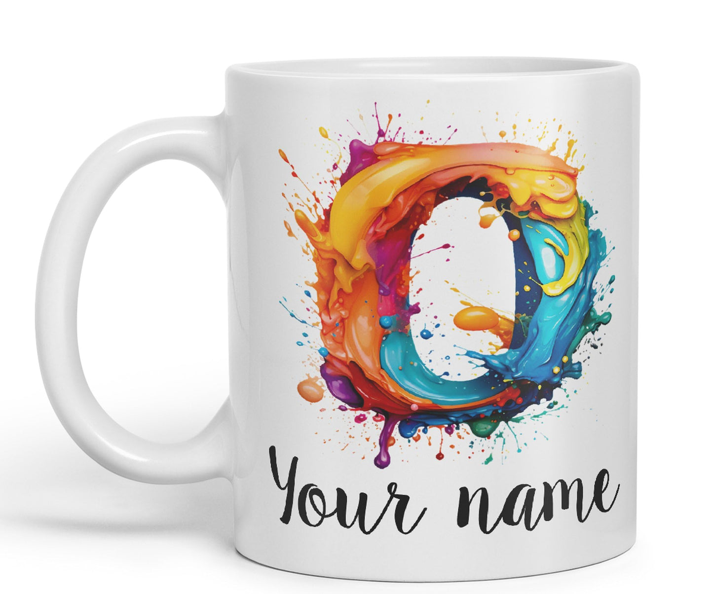 Personalised Letter O mug, Alphabet cusomized custom Letter O Monogram watercolour Ceramic Coloured Mug Cup for Tea Coffee Hot brew 330ml 11Oz Gift