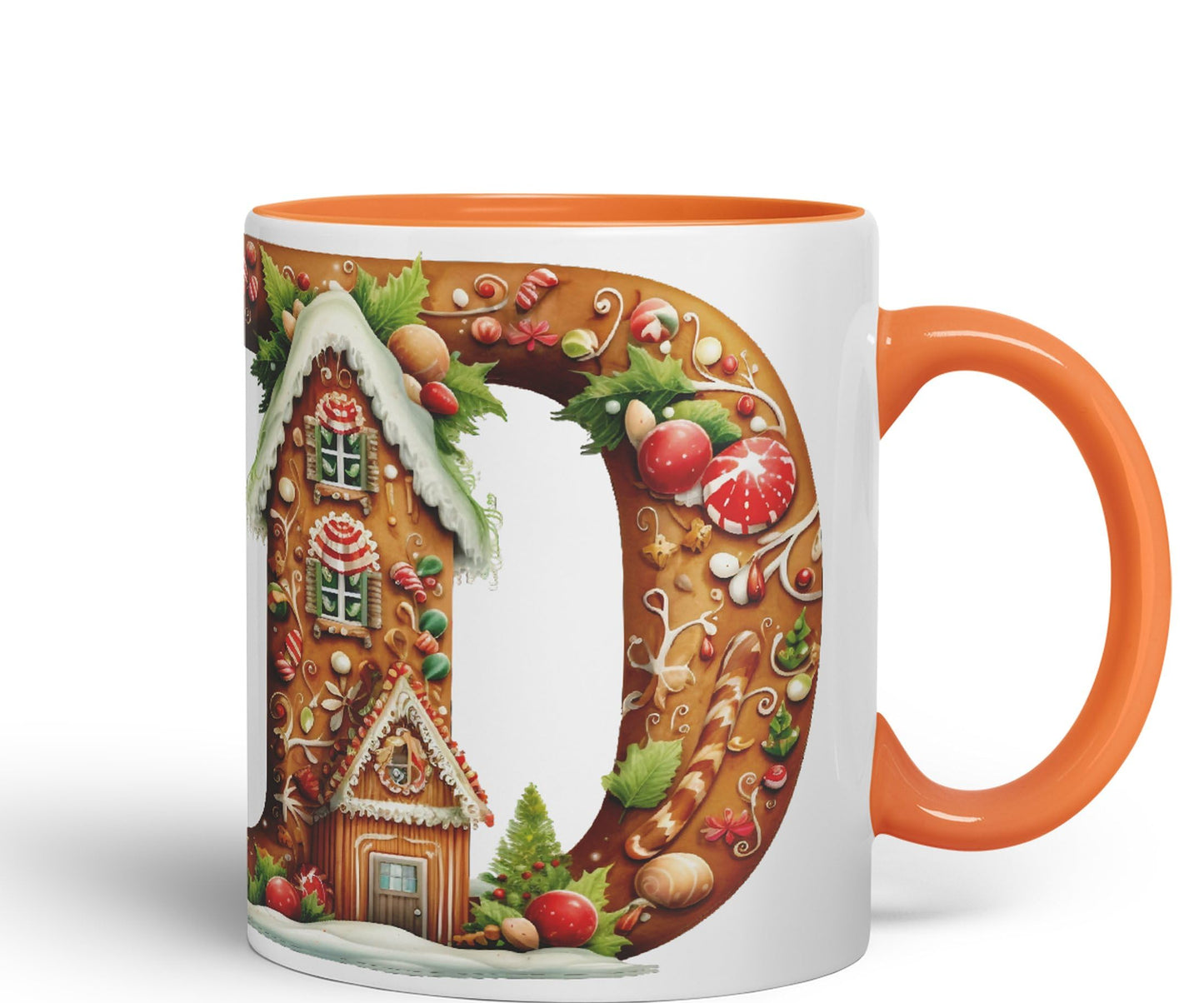 Ginger Alphabet Monogram Letters Letter Gingerbread Man Baked Joke sarkasm Sarcastic Orange Ceramic Coloured Mug Cup for Tea Coffee Hot Brew 330ml 11Oz Gift