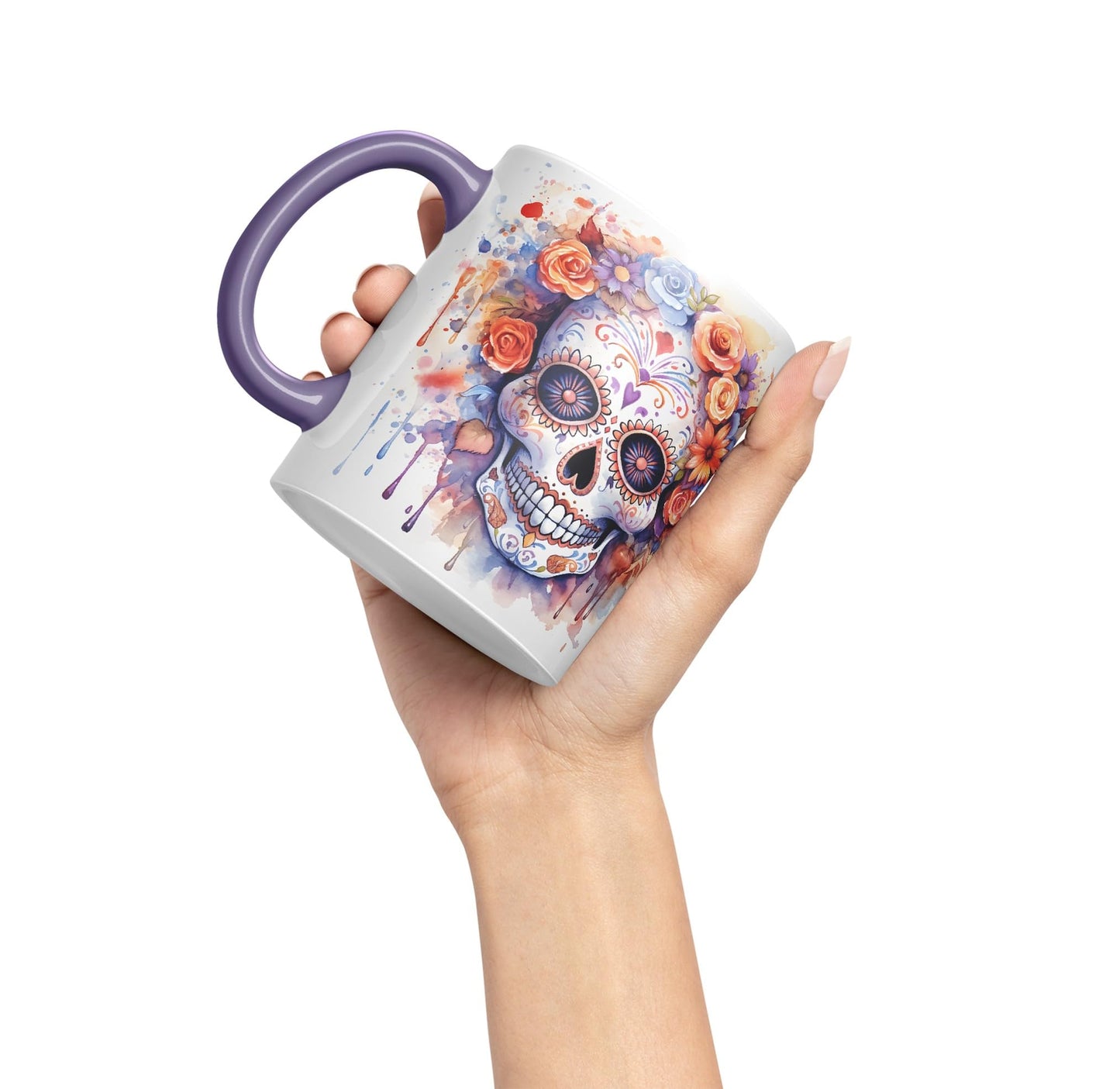 Sugar Skull and Roses Ceramic Coloured Mug Cup for Tea Coffee Hot Brew 330ml 11Oz Gift sk5